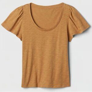 Gap Brown Cotton Flutter Short Sleeve T-Shirt | Brown, Small